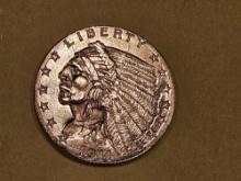 GOLD! Brilliant About Uncirculated Plus 1911 Gold Indian $2.5 Dollars
