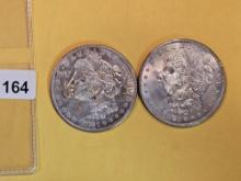 Two 1921 Morgan silver Dollars