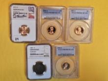 Five Graded PCGS & NGC Large and Small cents
