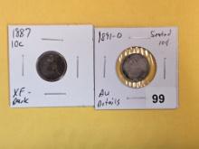 1887 and 1891-O Seated Liberty Dimes