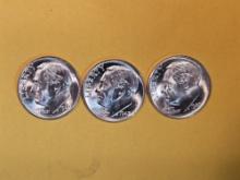 1947 P-D-S Silver Roosevelt Dime trio