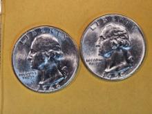 1948 and 1950 silver Washington Quarters
