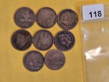 Eight mixed Copper-Nickel Small Cents