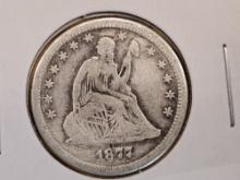 1877-CC Seated Liberty quarter in Very Good