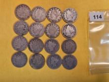 Sixteen Liberty and Shield Nickels