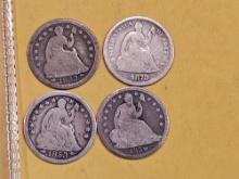 Four Seated Liberty Half-Dimes