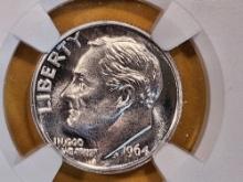 Near Perfect! NGC 1964 silver Roosevelt Dime in Proof 69