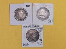 Three mixed Commemortive Half Dollars