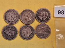 Six mixed Copper-Nickel small cents