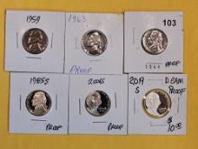 Six Proof Jefferson Nickels