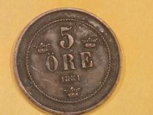 1881 Sweden five ore