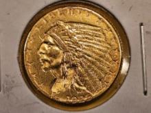 GOLD! Brilliant AU-BU 1925-D Indian Gold $2.5 Dollars