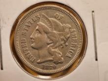 1870 Three Cent Nickel in Extra Fine