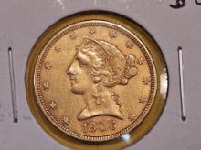 GOLD! Brilliant About Uncirculated plus 1906-D Gold Liberty Head Five Dollars