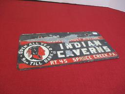 Indian Caverns Spring Cree, PA. Original License Plate