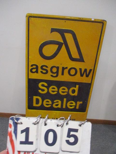 Asgro Seed Dealer Embossed Advertising Sign