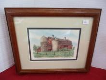 Mark Mueller Signed & Numbered Hand Colored Lithograph-Waukesha, WI Barn