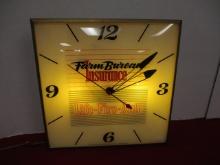 Pam Clock Co. Farm Bureau Insurance Convex Glass Faced Advertising Clock