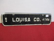 1964 Louisa Co. License Plate Tag