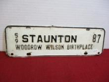 1959 Staunton License Plate Tag