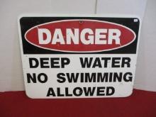 "Danger No Swimming Allowed" Metal Sign