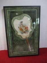 Early Automobilia Decorated Fan Framed