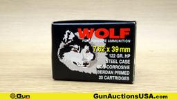 Wolf 7.62x39 Ammo. 200 Total Rds.; 7.62x39 122 Grain Hollow Point. No-Longer Importable.. (70762)