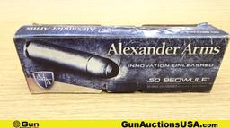 Alexander Arms & Winchester 50 Beowulf, 12 Ga, 40 S&W, & 7.62x51. Ammo. Total Rds.- 166; 56 Rds- 50