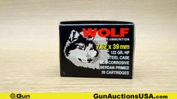 Wolf 7.62x39 Ammo. 200 Total Rds.; 7.62x39 122 Grain Hollow Point. No-Longer Importable.. (70761)