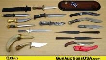 Rough Riders, United, Etc. Knives & Daggers. Good Condition. Lot of 16; 6- Daggers, 1- Throwing Knif