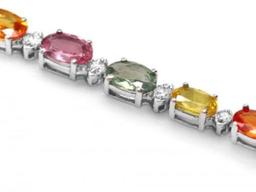 14K Gold 14.02ct Sapphire 0.79ct Diamond Bracelet