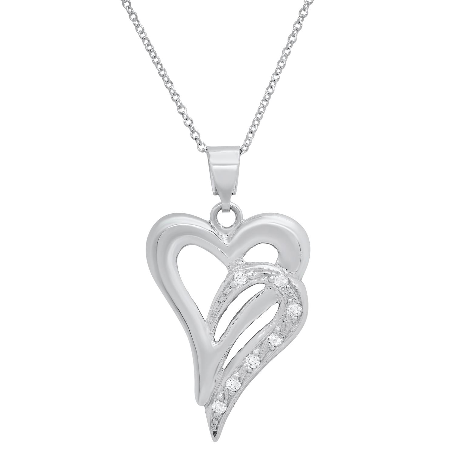 14K White Gold Setting with 0.10ct Diamond Pendant