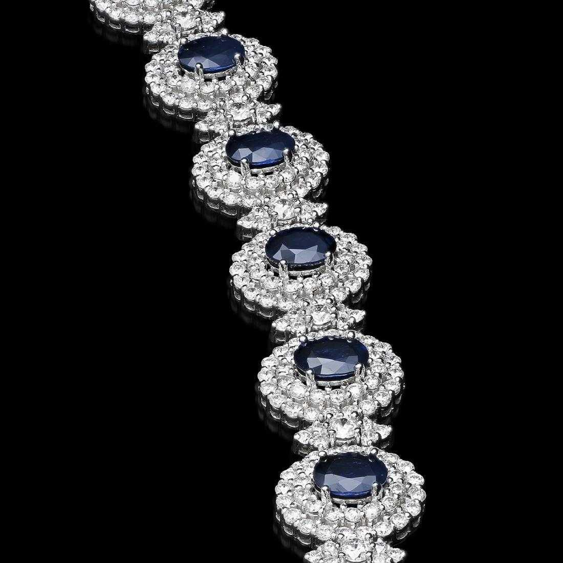 14K White Gold 21.90ct Sapphire and 12.55ct Diamond Bracelet