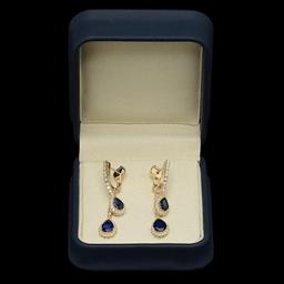 14K Gold 2.79ct Sapphire & 1.68ct Diamond Earrings