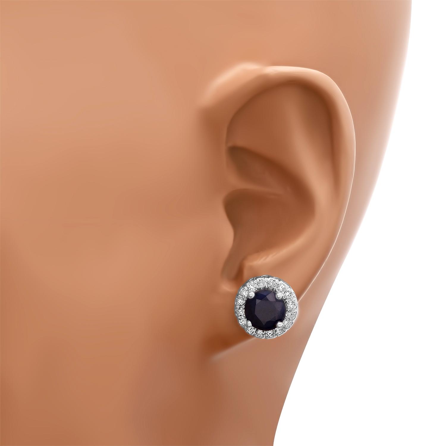 18K White Gold Settings with 4.09ct Sapphire and 0.60ct Diamond Earrings