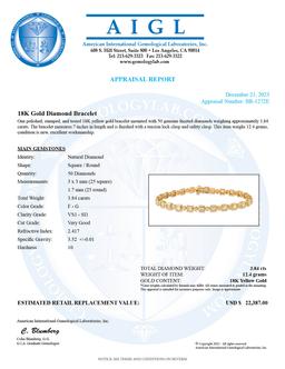 18K Yellow Gold Setting with 3.84ct Diamond Bracelet