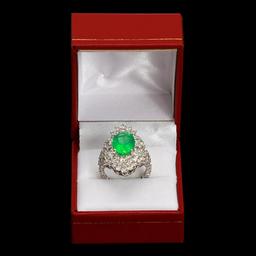 14k White Gold 4.23ct Emerald 4.60ct Diamond Ring