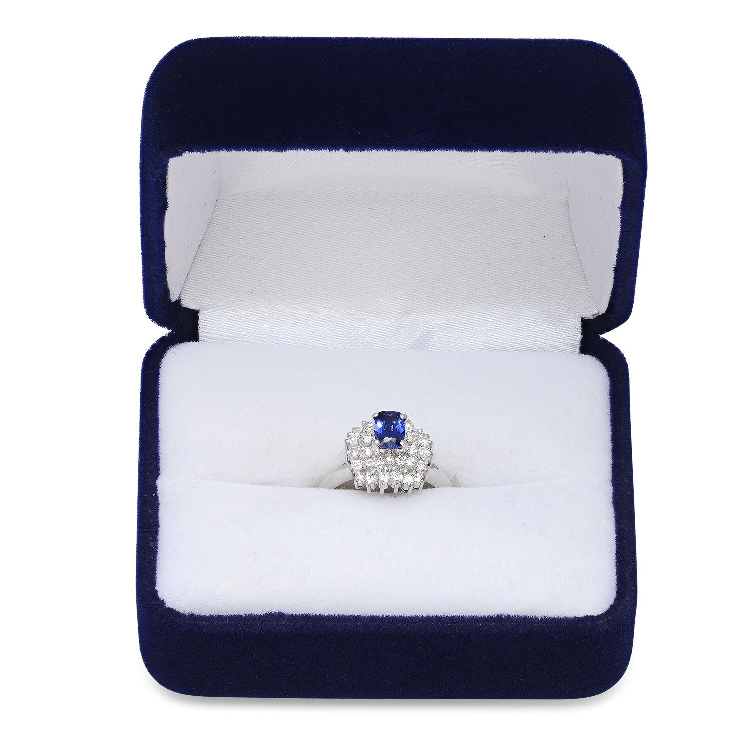 Platinum Setting with 0.34ct Sapphire and 0.50ct Diamond Ring
