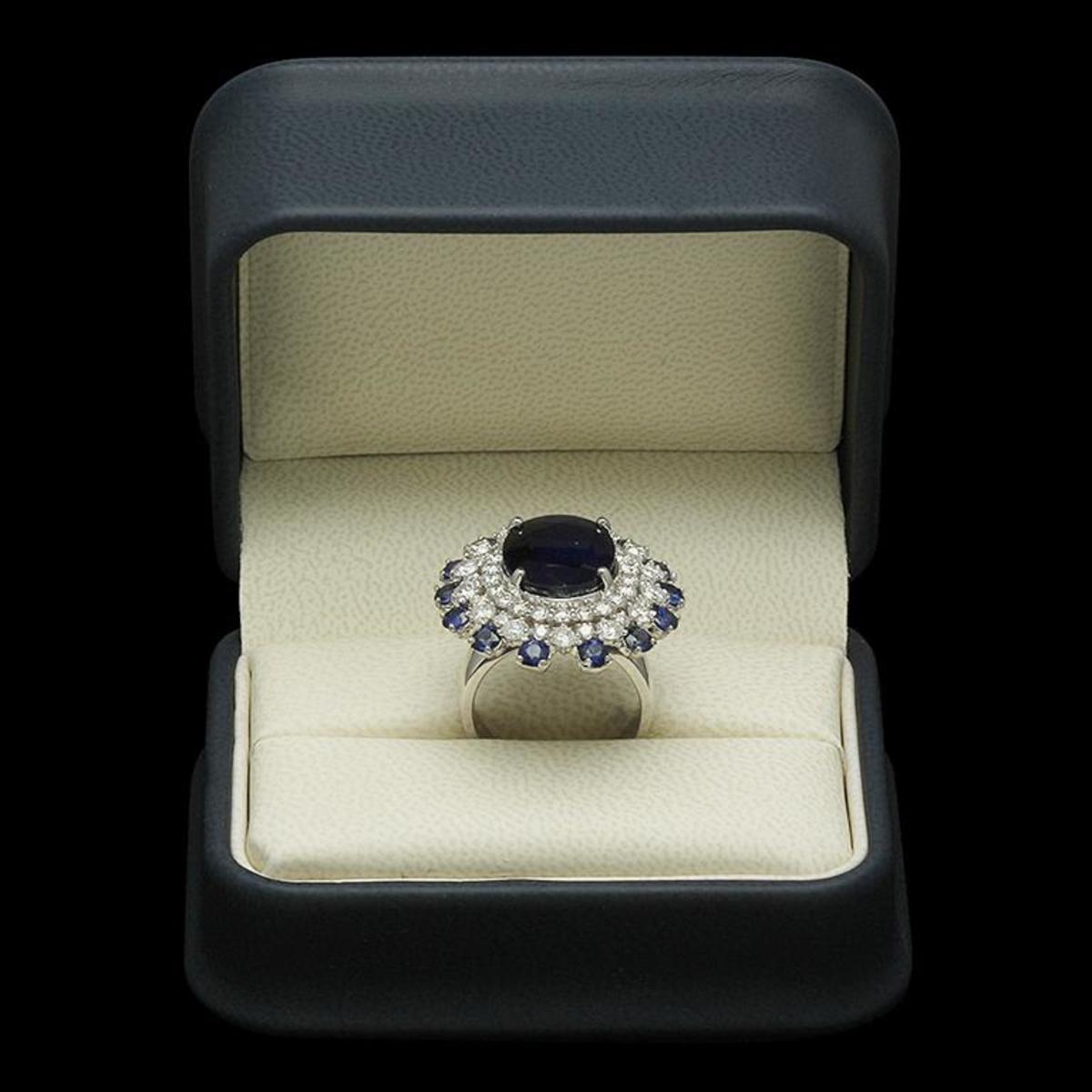 14K White Gold 10.12ct Sapphire and 2.26ct Diamond Ring