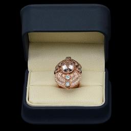 14K Rose Gold 4.20ct Kunzite 0.86ct Aquamarine and 1.31ct Diamond Ring
