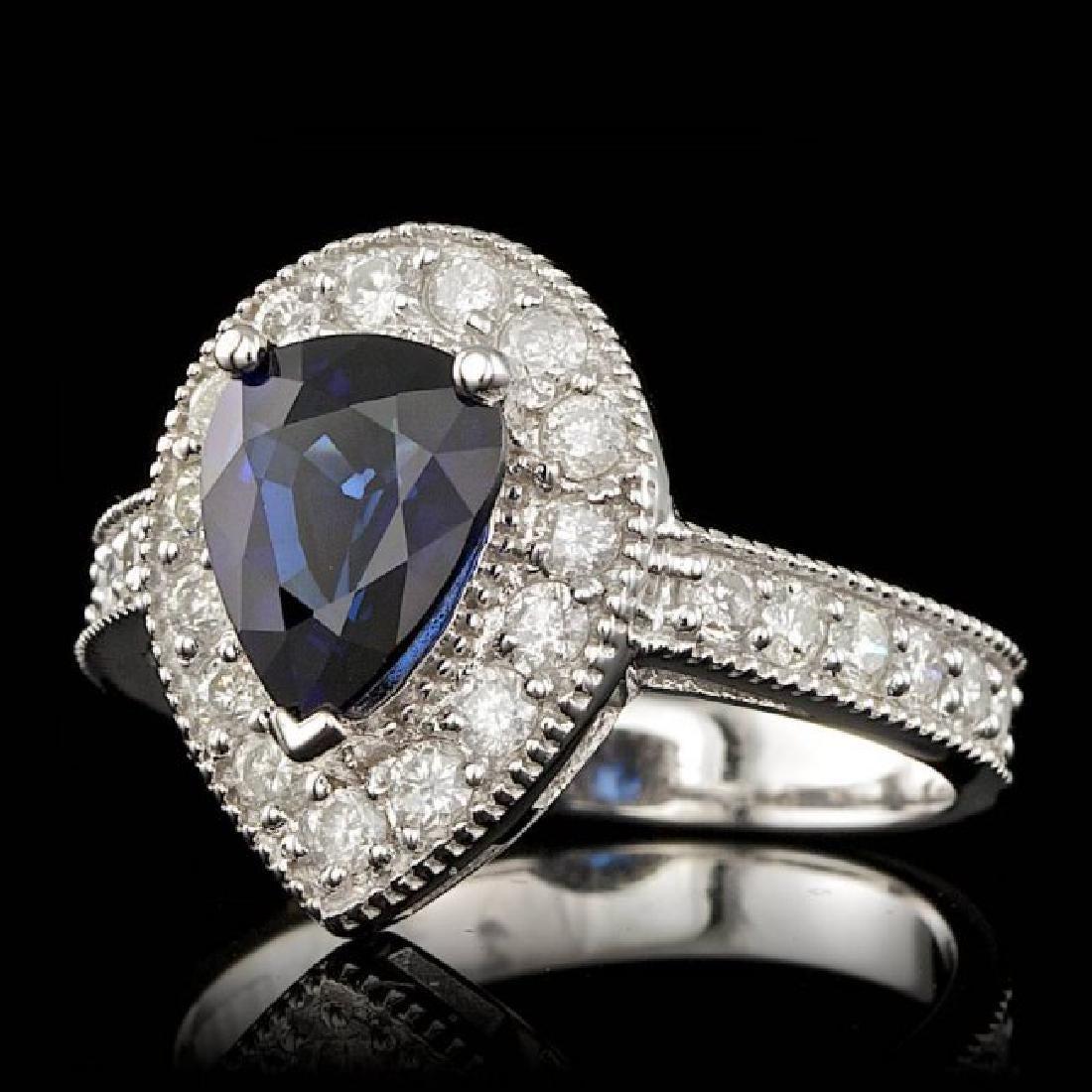 14K White Gold 1.92ct Sapphire and 0.81ct Diamond Ring
