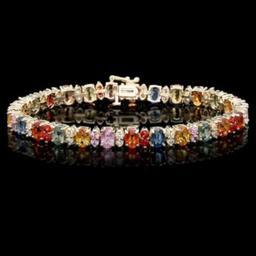 14K Gold 20.45ct Sapphire 1.40ct Diamond Bracelet