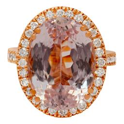 14k Rose Gold 16.01ct Kunzite 1.02ct Diamond Ring