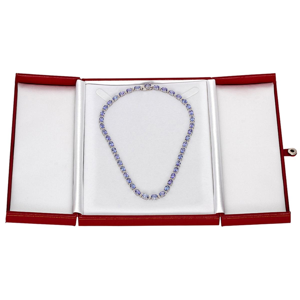 14k White Gold 35.89ct Tanzanite 1.73ct Diamond Necklace