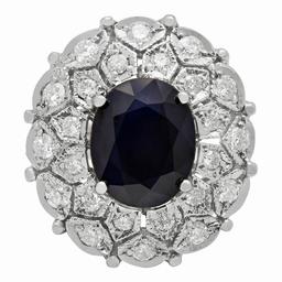 14k White Gold 9.31ct Sapphire 1.75ct Diamond Ring