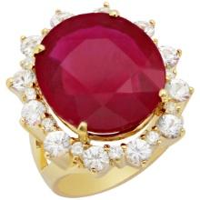 14k Yellow Gold 20.66ct Ruby 2.41ct Sapphire 0.41ct Diamond Ring