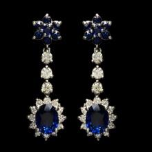 14k White Gold 3.28ct Sapphire 1.50ct Diamond Earrings