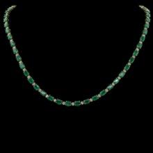 14K Gold 22.07ct Emerald 0.95ct Diamond Necklace