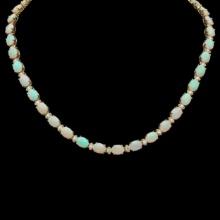 14K Gold 24.73ct Opal 2.21ct Diamond Necklace