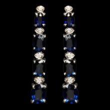 14k White Gold 1.50ct Sapphire 0.48ct Diamond Earrings